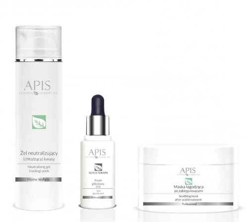 APIS Eksfoliacja ZESTAW - kwas glikolowy 35% 30ml + żel neutralizujący 200ml + maska łagodząca 200ml