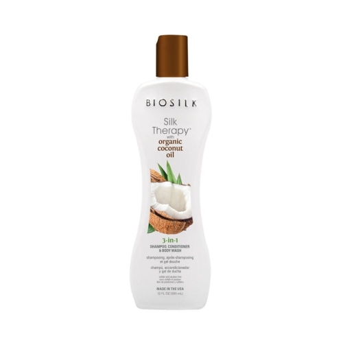 Biosilk Silk Szampon, odżywka i płyn do mycia ciała z organicznym olejkiem kokosowym 3w1 355ml