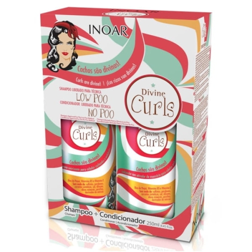 INOAR Divine Curls - ZESTAW do włosów kręconych Szampon + Odżywka 2x250ml 