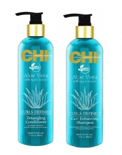 CHI Aloe vera - Szampon 739ml + Odżywka 739ml Zestaw do loków 