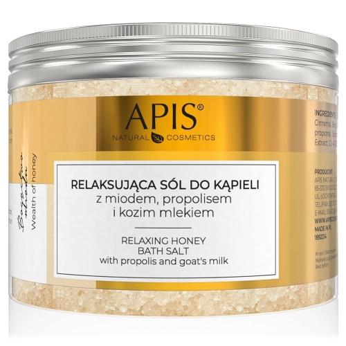 Apis Relaksująca sól do kąpieli z miodem, kozim mlekiem i propolisem 650g
