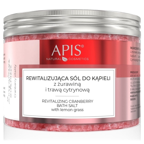 Apis Rewitalizująca sól do kąpieli z żurawiną i trawą cytrynową 650ml