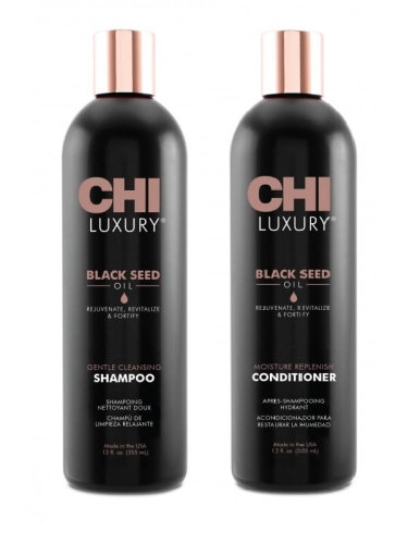 CHI Luxury Black Seed Oil - Szampon oczyszczający 355ml + Odżywka nawilżająca 355ml Zestaw włosy zniszczone