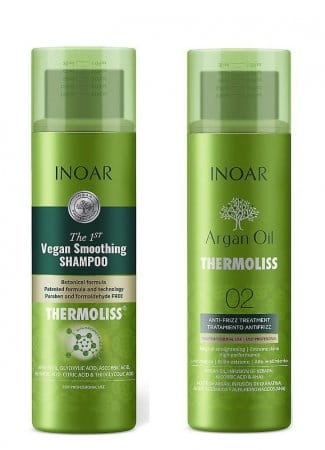 INOAR Argan Oil Thermoliss - Kuracja dyscyplinująca Keratyna dla włosów niesfornych 900ml + Szampon 900ml 