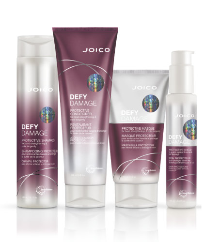 JOICO DEFY DAMAGE ZESTAW do włosów zniszczonych i farbowanych Szampon 300ml  + Odżywka 250ml + Maska 150ml + Krem ochronny 100ml