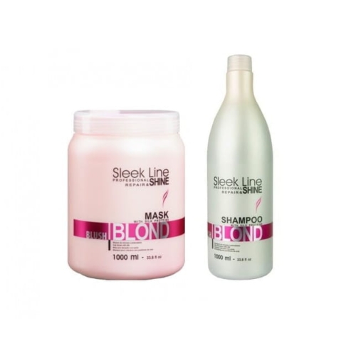 Stapiz Sleek Line Blush Blond Zestaw do włosów blond Szampon różowy 1000ml + Maska 1000ml