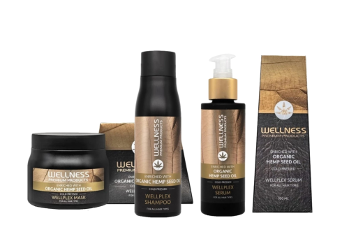 Wellness Premium Wellplex Zestaw wzmacniający do włosów delikatnych i farbowanych Maska 500ml Szampon 500ml Serum 100ml