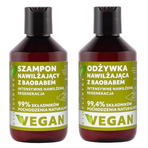 Bioelixire Baobab Zestaw nawilżający do włosów szampon + odżywka 2x300ml