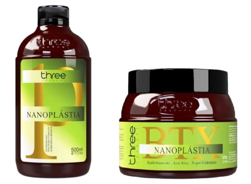 Three therapy nanoplastia Zestaw kuracja do prostowania włosów 500ml i nanoplastia  btx 500ml