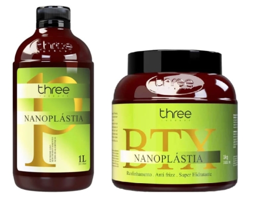 Three therapy nanoplastia Zestaw kuracja do prostowania włosów 1l i nanoplastia  btx 1kg