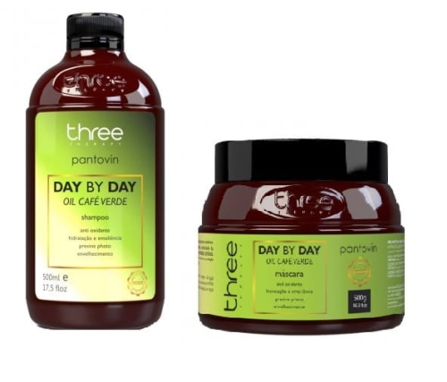 Three therapy cafe verde day by day Zestaw wzmacniający do włosów cienkich szampon 500ml maska 500ml