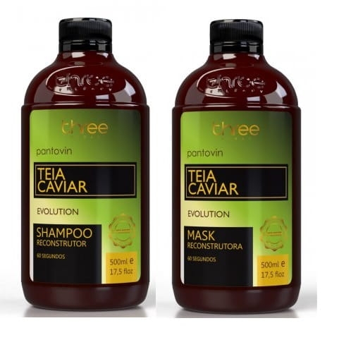 Three therapy teia caviar Zestaw odbudowujący po nanoplastii szampon 500ml maska 500ml
