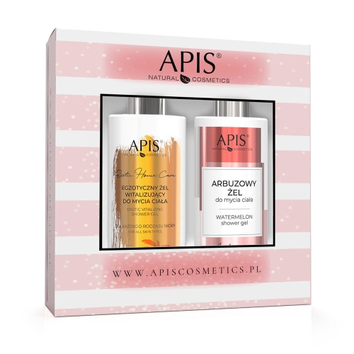 Apis Zestaw świąteczny egzotyczny żel witalizujący do mycia ciała  i arbuzowy żel do mycia ciała 2x300ml