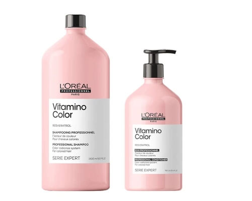LOREAL VITAMINO COLOR - Szampon 1500ml + Odżywka do włosów farbowanych 750ml