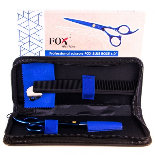  Fox rose Zestaw nożyczki blue rose 6" i degażówki black rose 6" 