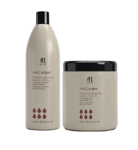 RR LINE ARGAN STAR - Szampon regenerujący 1000ml + Maska 1000ml Zestaw do włosów zniszczonych