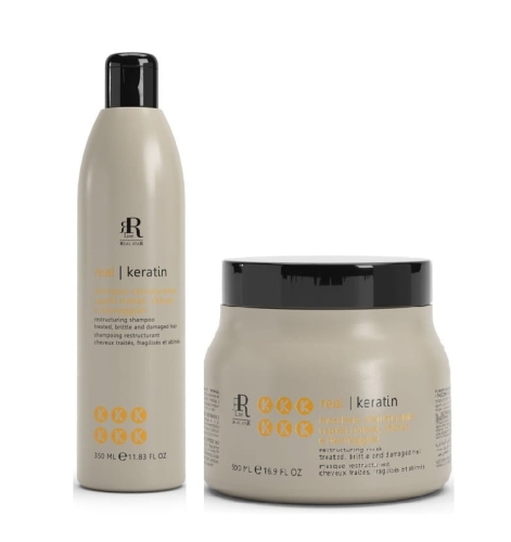 RR LINE KERATIN STAR - Szampon odbudowujący 350ml + Maska 500ml Zestaw  do włosów zniszczonych