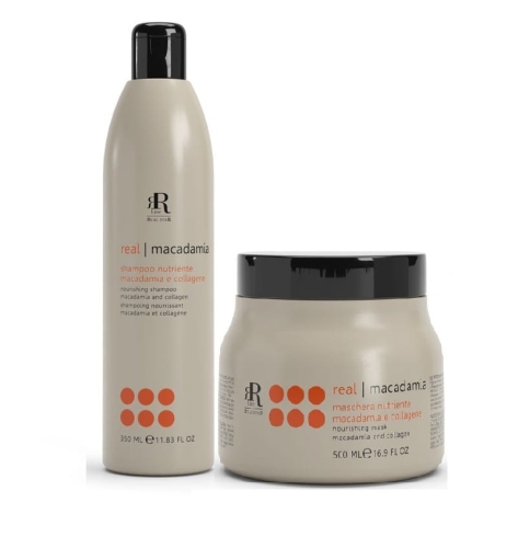 RR LINE MACADAMIA STAR -  Szampon odżywczo-nawilżający 350ml + Maska 500ml Zestaw do włosów cienkich 