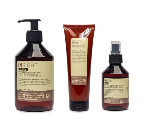 INSIGHT Intech Zestaw do włosów po zabiegach technicznych szampon 400ml maska wygładzająca 250ml spray termoochronny 150ml