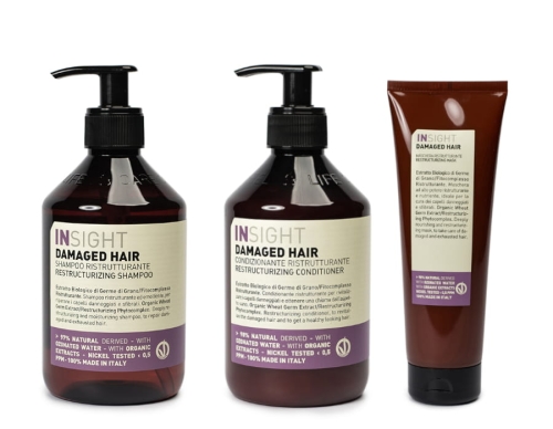 Insight Damaged hair Zestaw do włosów zniszczonych szampon 400ml odżywka 400ml maska 250ml