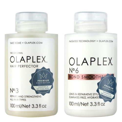 Olaplex zestaw odbudowujacy do włosów no.3 maska odbudowa 100ml i no.6 krem wygładzający 100ml