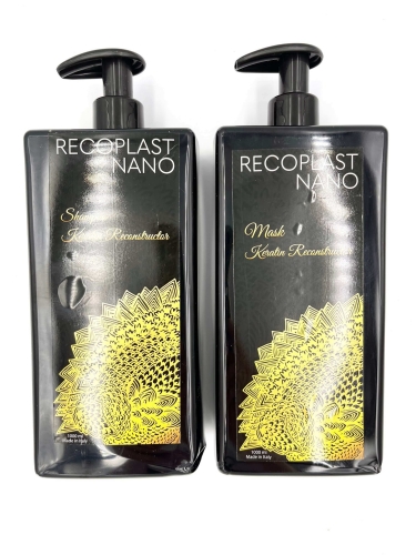 Recoplast nano keratin Zestaw wygładzający do włosów po keratynowym prostowaniu szampon 1000ml maska 1000ml