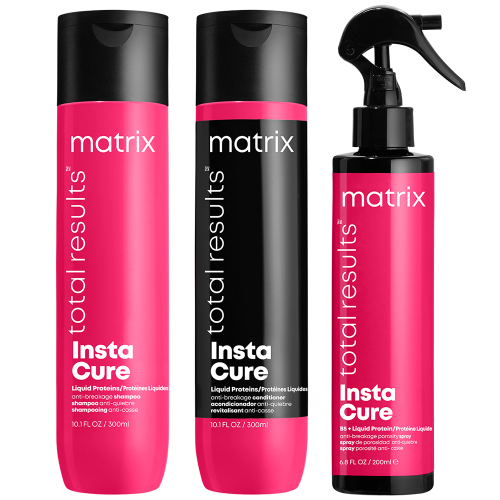 Matrix instacure szampon 300ml + odżywka 300ml + spray 200ml zestaw do włosów łamliwych i wysokoporowatych 