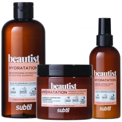 Subtil beautist Zestaw nawilżający do włosów szampon 300ml maska 250ml krem 200ml