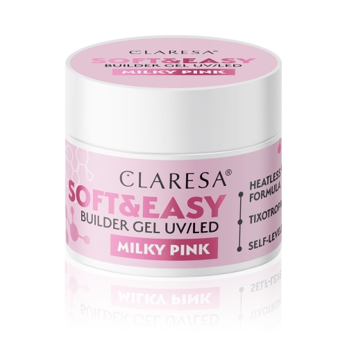 Claresa soft&easy builder gel Żel budujący do paznokci milky pink 12g