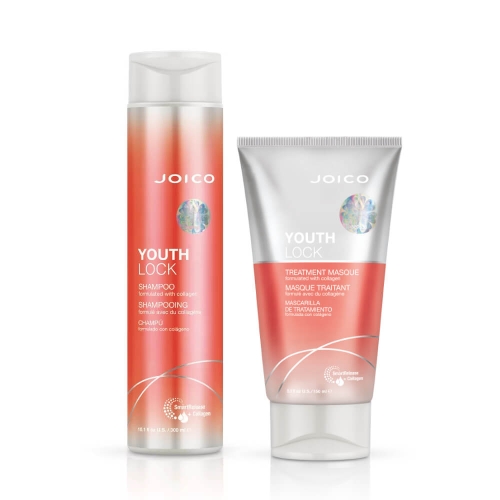 Joico youth lock Zestaw do włosów dojrzałych Szampon 300ml Maska 150ml