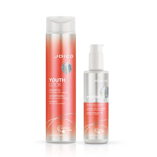 Joico youth lock Zestaw do włosów dojrzałych Szampon 300ml Krem 177ml 