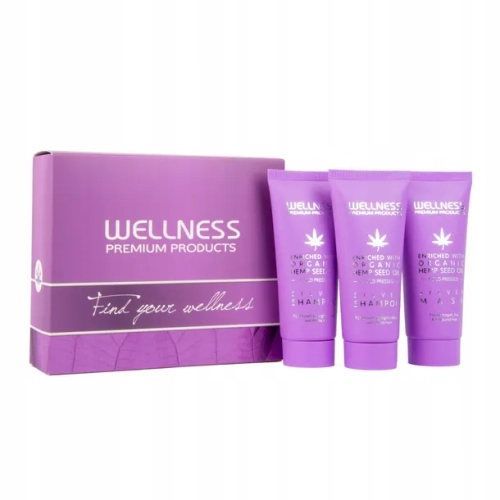 Wellness premium products silver Mini zestaw do włosów blond Fioletowy szampon 2x50ml maska 50ml 
