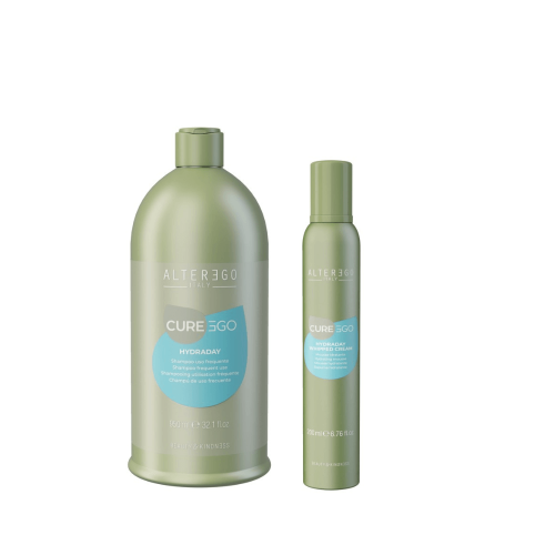 Alter ego cureego hydraday Zestaw nawilżający do włosów Szampon 950ml Pianka 200ml 