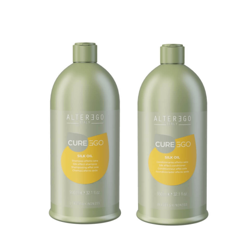 Alter ego cureego silk oil Zestaw wygładzający do włosów Szampon 950ml Odżywka 950ml