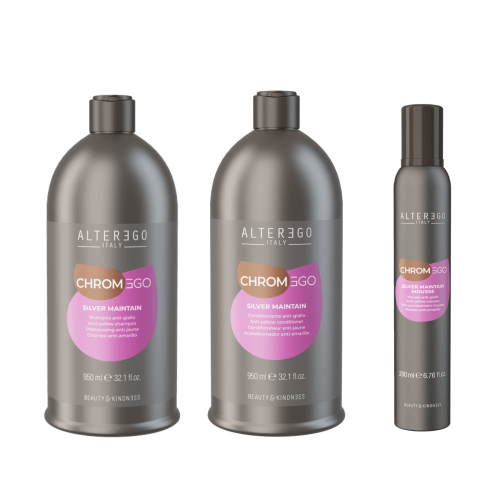 Alter ego chromego silver Duży zestaw do włosów blond Szampon 950ml Odżywka 950ml Pianka 200ml 