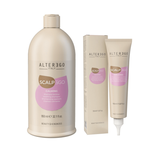 Alter ego scalpego calming Zestaw do wrażliwej skóry głowy Szampon 950ml Kuracja 150ml