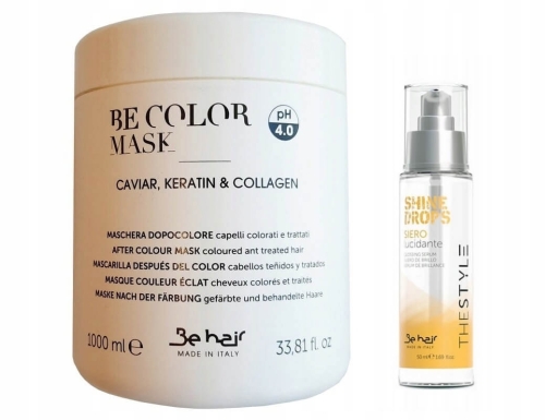Be hair be color Zestaw do włosów farbowanych Maska 1000ml  Serum nabłyszczające 50ml