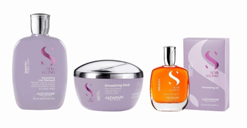 ALFAPARF SDL SMOOTH - Zestaw wygładzający do włosów Szampon 250ml + Maska 200ml + Olejek 100ml