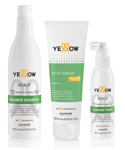 Yellow scalp Zestaw do włosów przetłuszczających się Szampon 500ml krem oczyszczający 250ml  kojący tonik 125ml