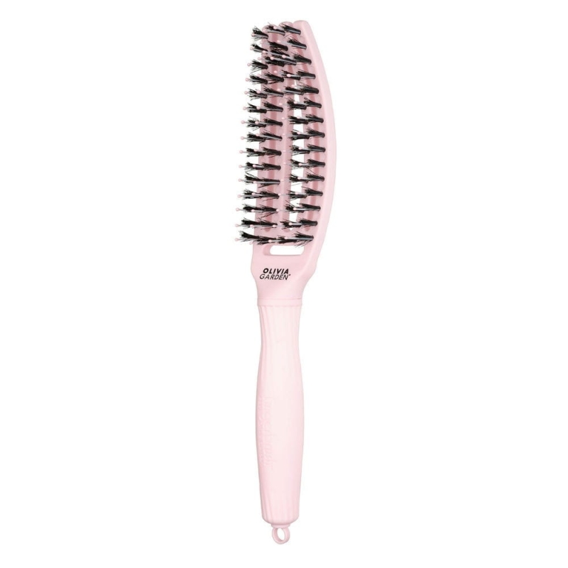 Olivia Garden fingerbrush Szczotka do włosów dzik i nylon pastelowy róż s