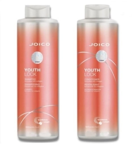 Joico youth lock Zestaw do włosów dojrzałych Szampon 1000ml Odżywka 1000ml