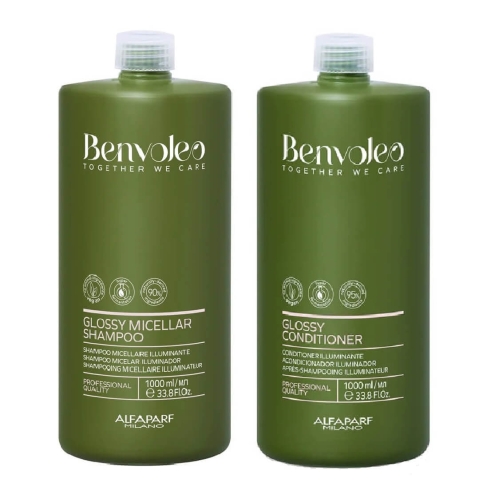 Alfaparf benvoleo glossy Zestaw nabłyszczający do włosów szampon i odżywka 2x1000ml