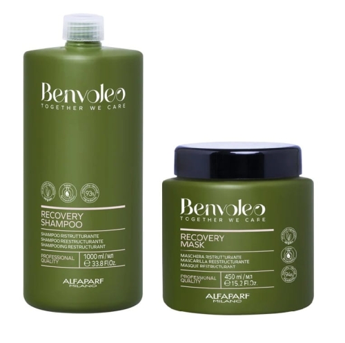 Alfaparf benvoleo recovery Zestaw odbudowujący do włosów zniszczonych szampon 1000ml maska 450ml
