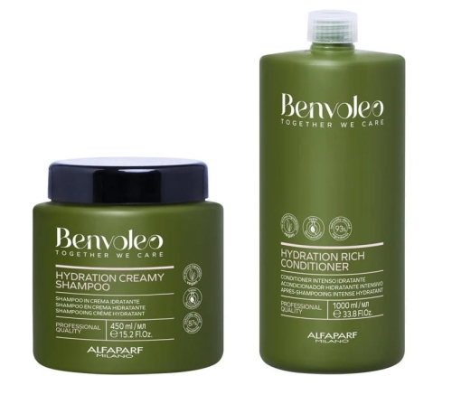 Alfaparf benvoleo hydration Zestaw nawilżający do włosów suchych szampon 450ml odżywka 1000ml
