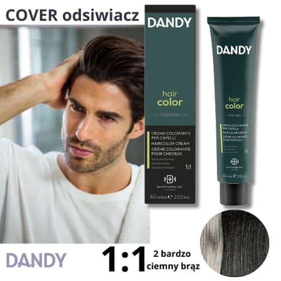 Dandy Farba do włosów dla mężczyzn bez amoniaku 2 bardzo ciemny brąz 60ml