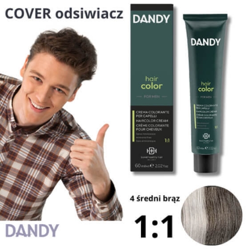 Dandy Farba cover odsiwiacz do włosów bez amoniaku dla mężczyzn 4 średni brąz 60ml