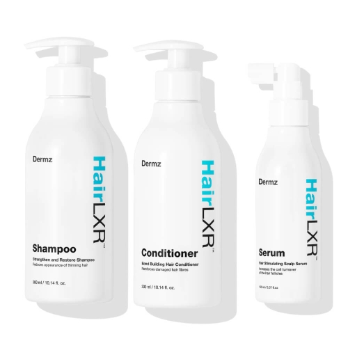 Dermz hairlxr Zestaw przeciw wypadaniu włosów Szampon 300ml Odżywka 300ml Serum 150ml