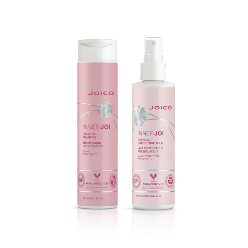 Joico inner joi preserve Zestaw do włosów farbowanych Szampon 300ml Mleczko ochronne bez spłukiwania 200ml