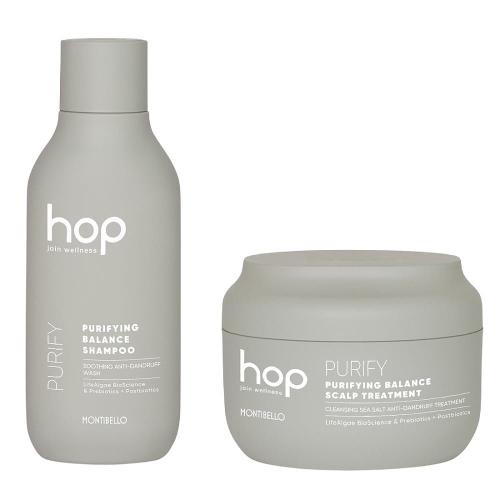 Montibello hop purifying balance Zestaw przeciwłupieżowy do włosów i skóry głowy szampon 300ml kuracja 200ml