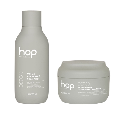 Montibello hop scalp detox Zestaw oczyszczający do skóry głowy i włosów szampon 300ml kuracja 200ml